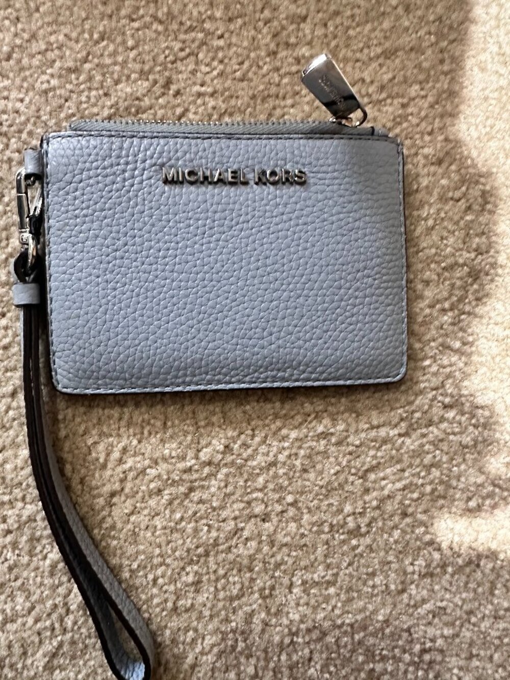 Michael Kors Pebbled Leather Blue Mini Wristlet